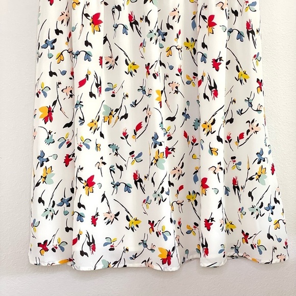 Madewell Tie Front Mini Dress Drifting Flowers Tossed Floral Antique Cream 12 - Picture 10 of 16